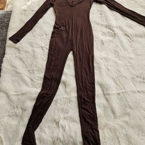 Spandex bodysuit  Naked Wardrobe brown Vneck